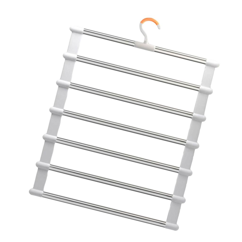 Multi Layer Foldable Clothes Hanger with Clamps Space Saving Multi Tiered Metal Folding Trouser Holder Rack with Clip