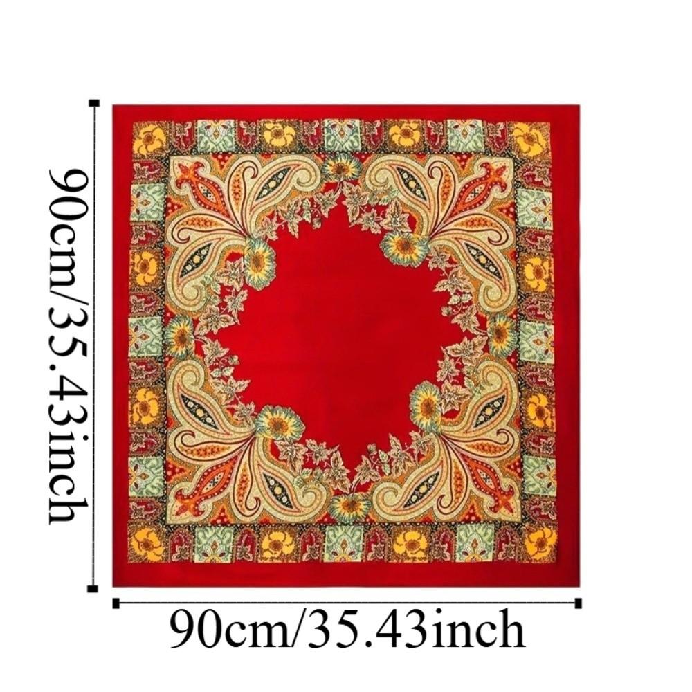 Neckerchief Elegant Head Silk Scarf Printed Large Size Satin Bandana 90cmx90cm All-match Square Hijab Ladies
