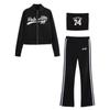 2025 Spring Women's Embroidered Preppy Jacket and Tube Top Flared Pants Set