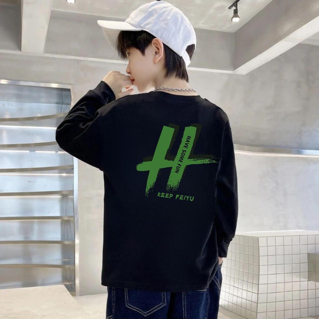 100% Pure Cotton Boys' Long-Sleeve Round Neck T-Shirt - Fall Fashion for Kids