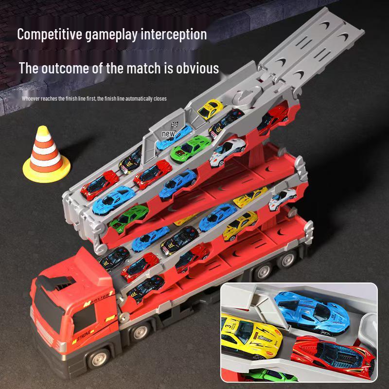 Transforming Toy Truck with Storage and Track, Ejects Small Alloy Cars - Ideal Gift for Kids