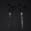 MCG-15 Black Damascus Hairdressing Scissors Set: Straight, Serrated, and Thinning Scissors for Hair Salon