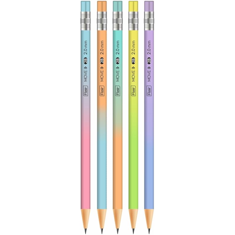 Flair Move 2.0Mm Mechanical Pencil  Pack Of 20 | Extra Dark 2B Lead | Refillable Eco-Friendly Pencils With 2 Sharpeners