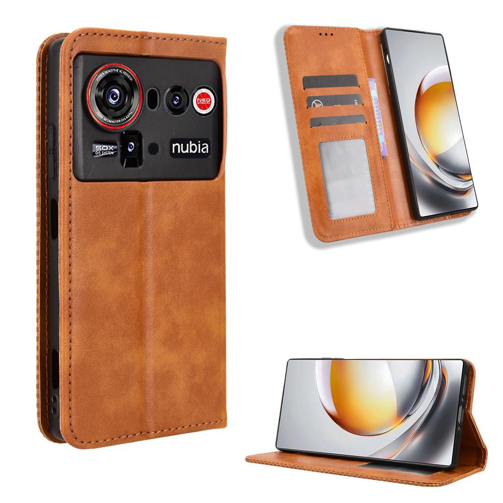 

Чохол-книжка для ZTE nubia Z80 Ultra зі Шкіри PU, Чохол для Телефону з Повноцінним Захистом [Захист від RFID] Чохол-Гаманець for ZTE nubia Z80 Ultra коричневий