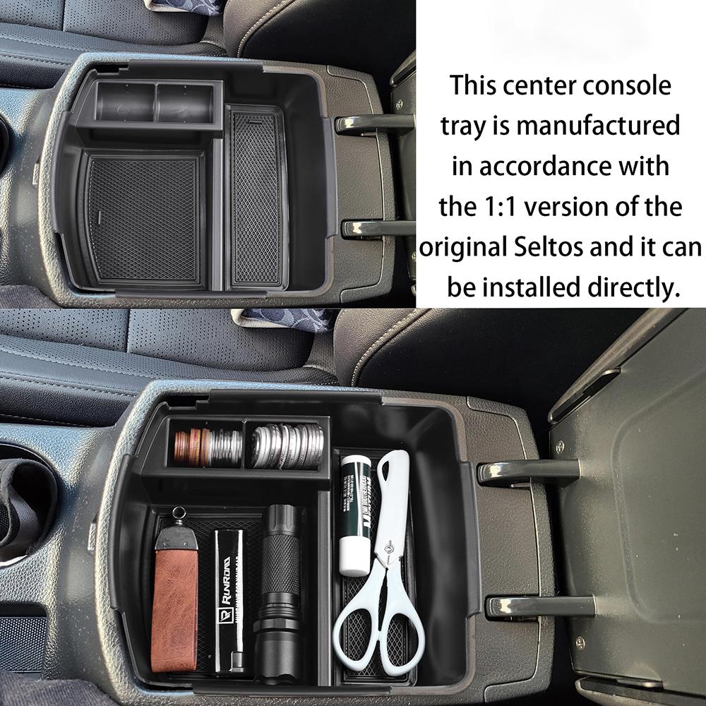 SixthSmoy Mittelkonsolen-Organizer für Kia Seltos 2020 2025 2025 2025 2025 Autozubehör, Armlehnen-Einsatzschale Aufbewahrungsbox