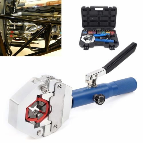 Hydraulic Hose Crimper, Portable Handheld Hydraulic Hose Crimping Tool for Air Conditioning Repair, 7-Die Set Hydraulic A/C Hose Crimper Kit for BH Ai