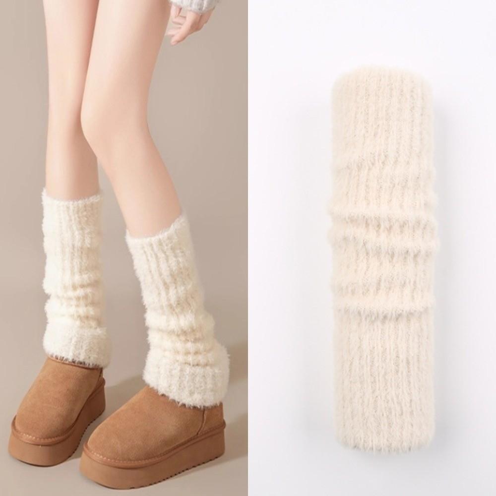 New Imitation Fox Fur Women's Long Stockings Thickened Leg Protection Winter Pile Socks Warm Japanese Style Leg Socks