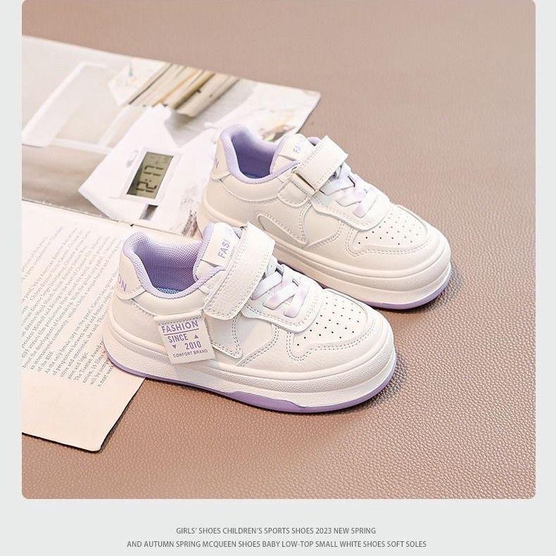 Spring and Autumn New Girls' Sneakers, Lightweight Running Shoes for Older Children, Boys' Soft Sole Sports Shoes, Trendy White Shoes