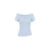 Pure Desire Style Letter Print Short-sleeved T-shirt Women's Summer Thin and Versatile Sexy Chic Slanted Shoulder Off-the-shoulder Top