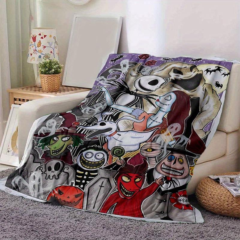 1pc, Cozy Nightmare Before Christmas Home Decor Blanket: Perfect Flannel Throw for Bedroom, Living Room, Travel, Camping, Car