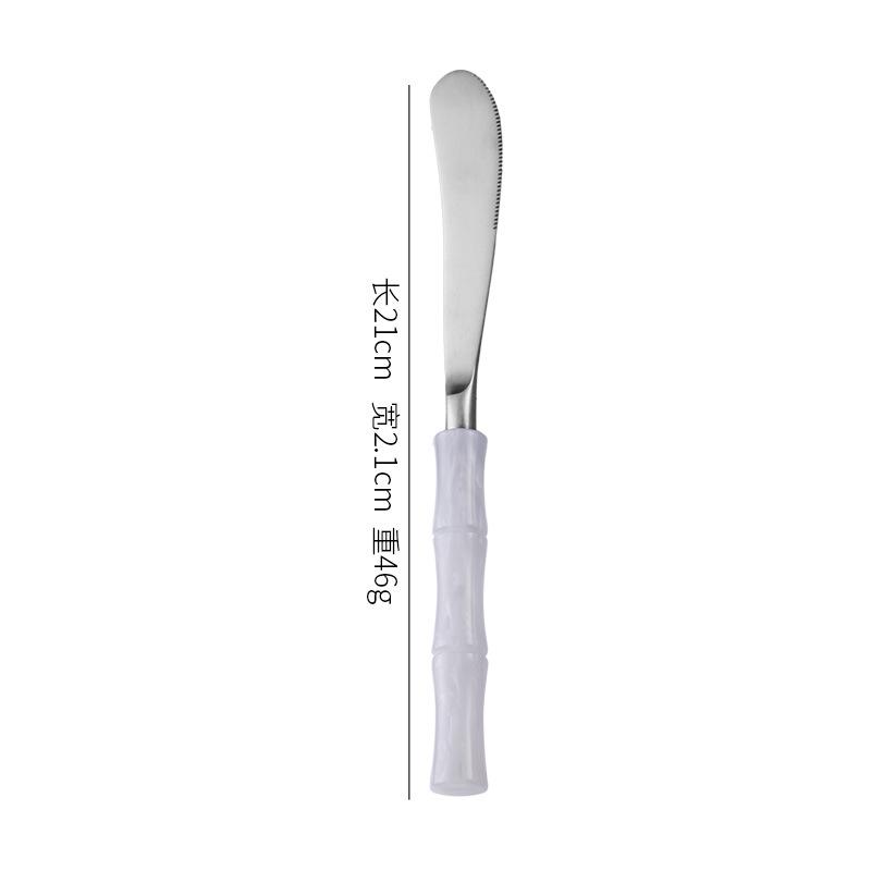 Bamboo Handle Stainless Steel Cutlery Set: Steak Knife, Fork & Dessert Spoon in Gift Box.