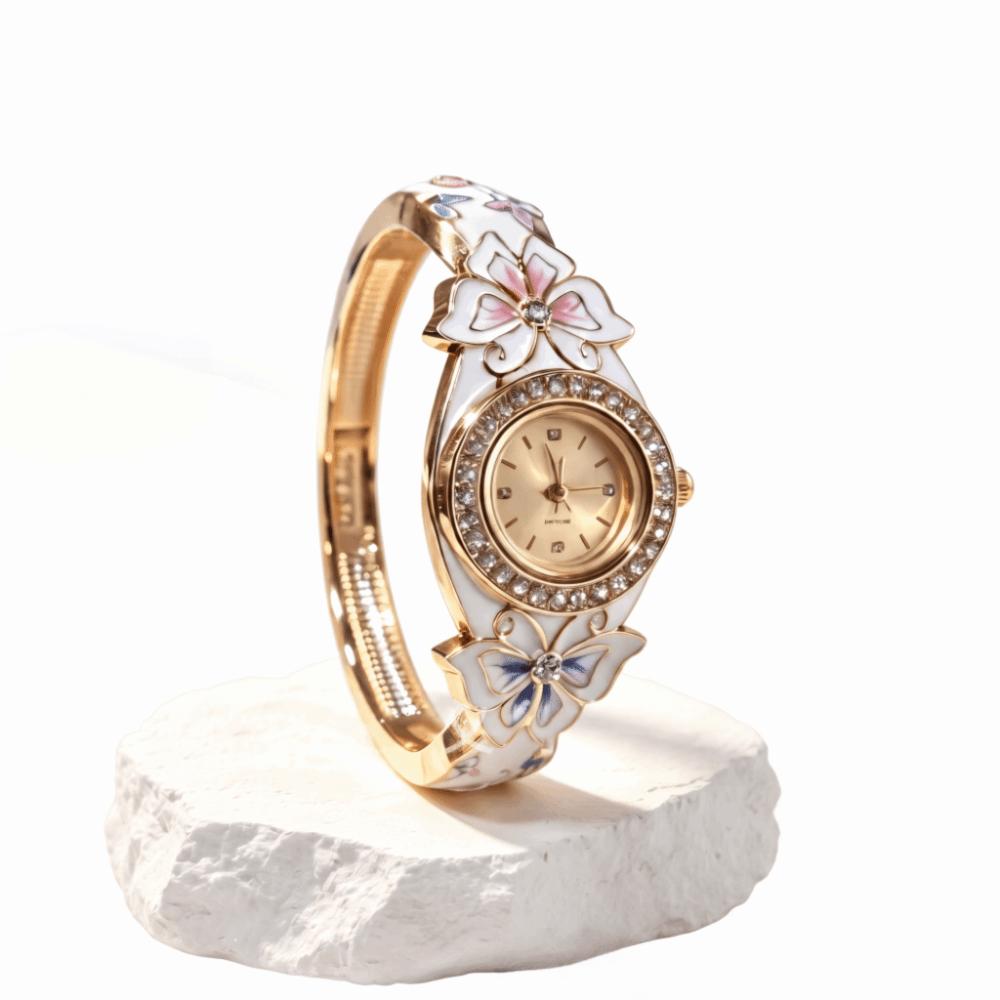 Butterfly Enamel Quartz Watch Hollow Bracelet Enamel Watch Bracelet Watch Vintage Accessory