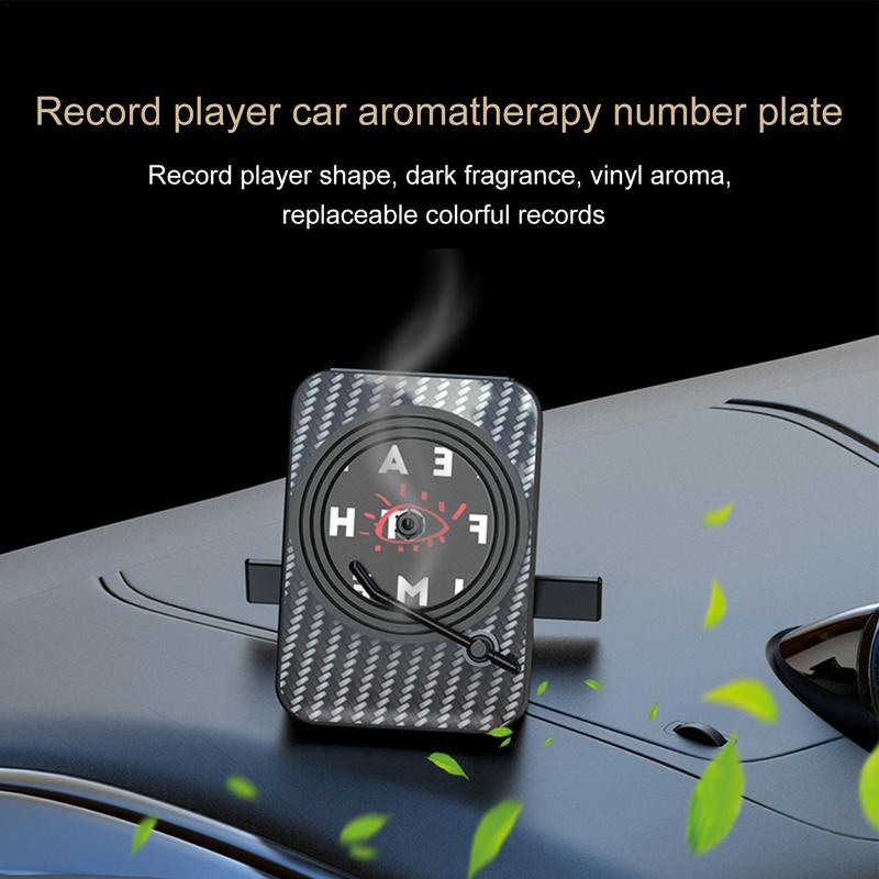 Solar Car Air Fresheners 2 In 1 Car Air Freshener Odor Eliminator With Temporary Car Parking Card Modern Record Player Shape Car