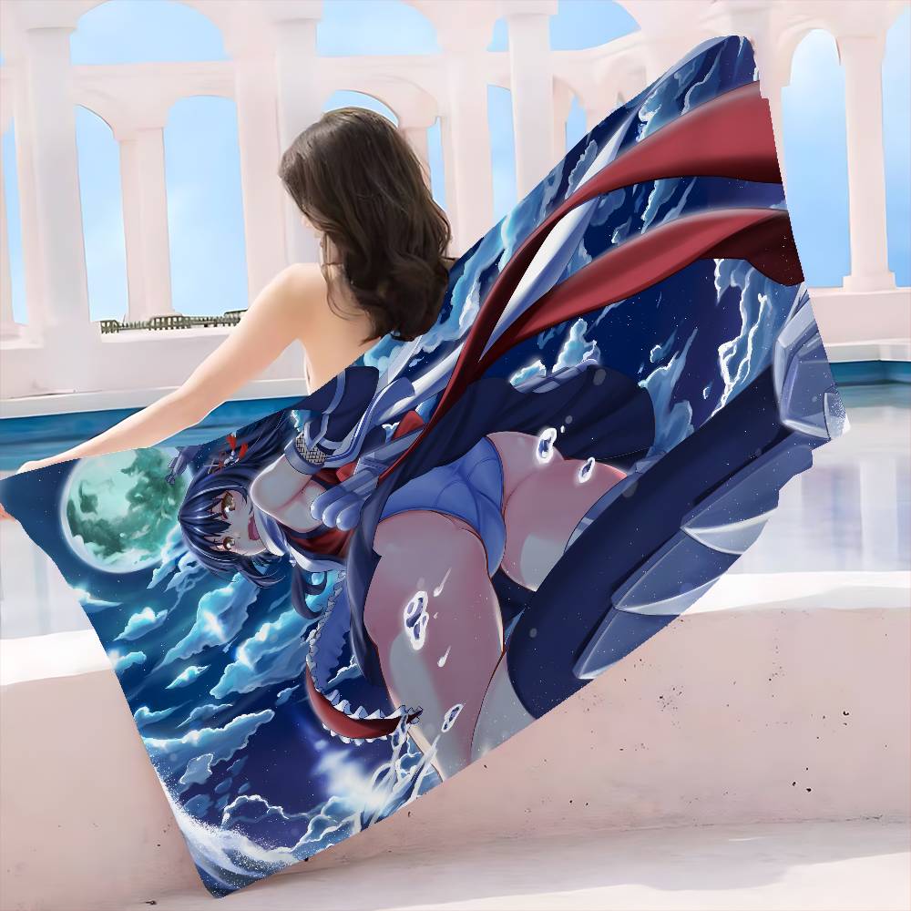Anime Sexy Girls Cute Anime Microfiber Beach Towel Absorbent Quick Dry Soft Yoga Swimming Resort Mountain Climbing Towel