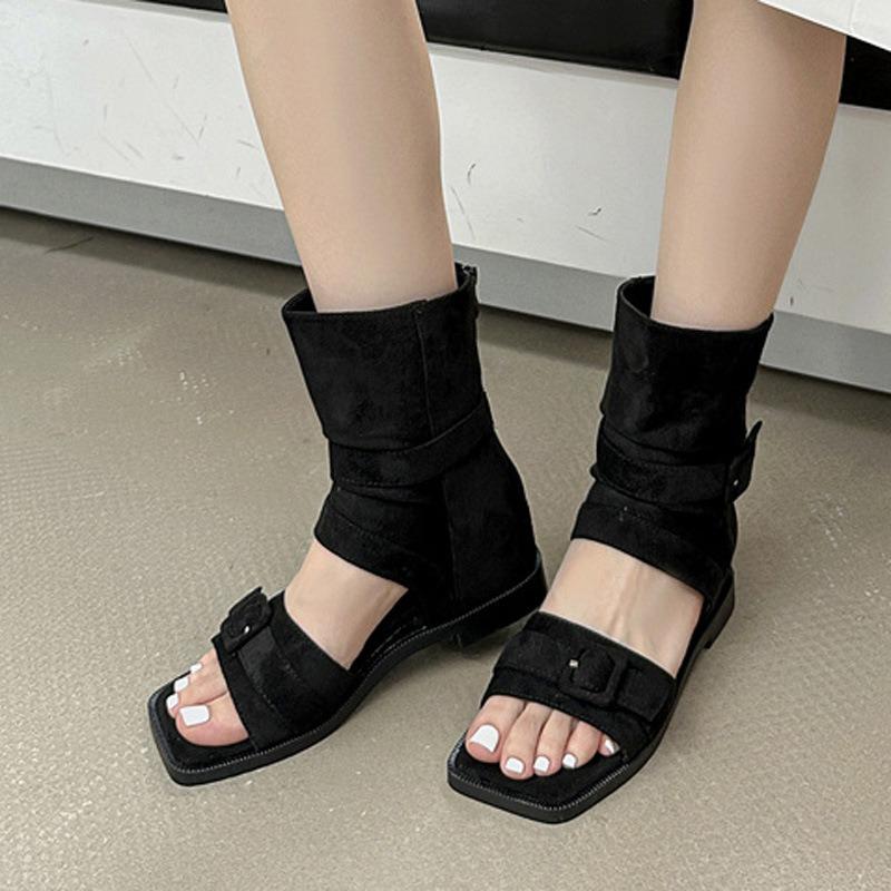 Beach Sandals Women's Outer Wear Hollow Toe Herringbone Cool Boots Women's Versatile Niche Sleeve Comfortable Summer Wedge Heel Sandals