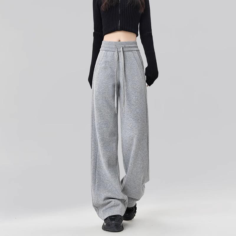 Narrow version wide-leg pants women's autumn and winter velvet new casual straight thickened sweatpants banana sweatpants