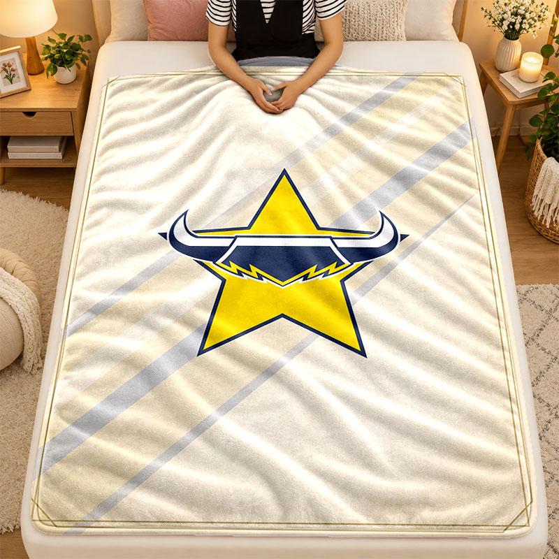 Flannel BlanketNorth Queensland Cowboys Warm Soft Throw Blanket for Indoor Sofa Bed Living Room Use