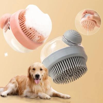 Neue sanfte und effektive weiche Silikon-Badebürste für Haustiere mit Shampoo-Spender - Einfach zu benutzen und zu reinigen, ideal für sanfte Massage,