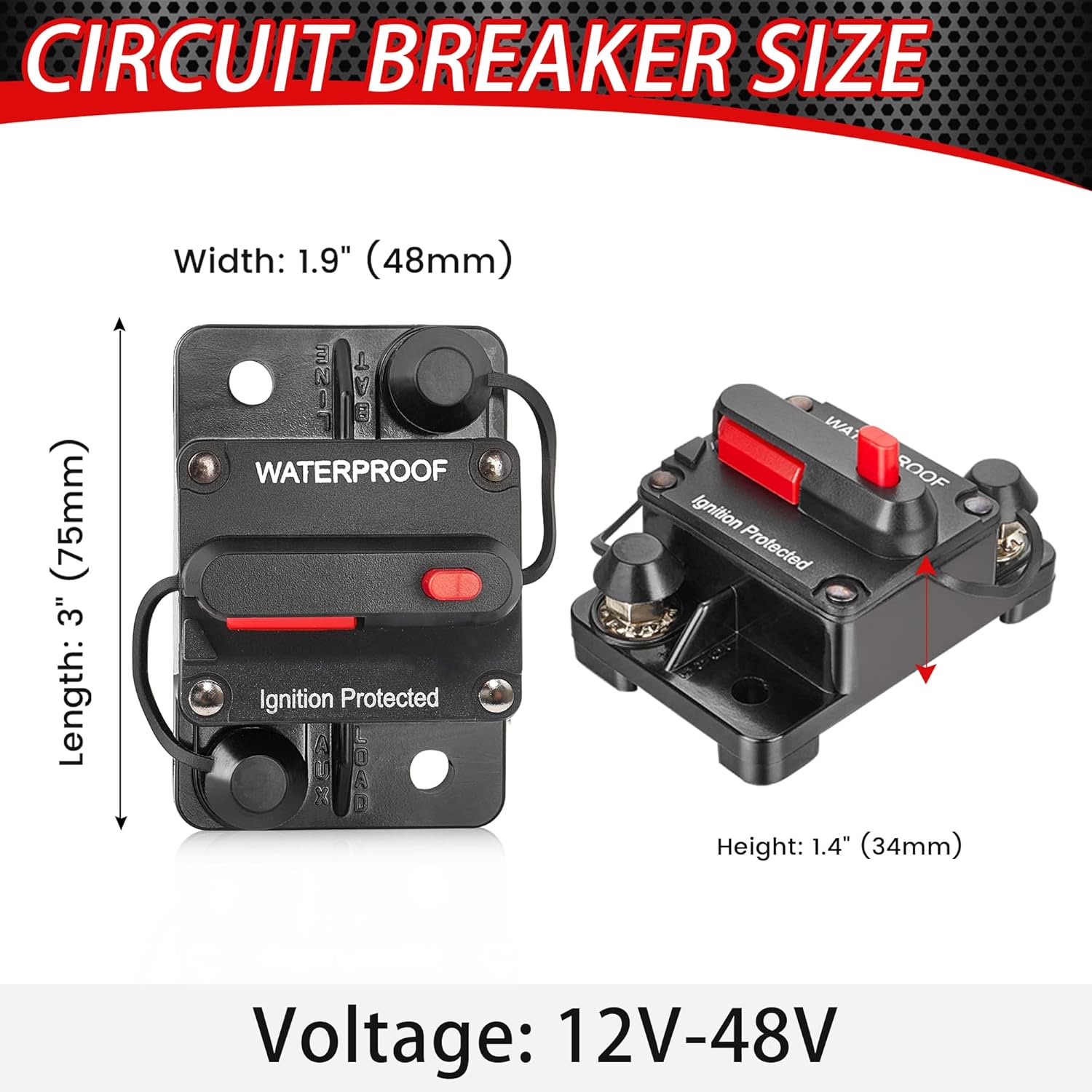 RED WOLF 80Amp Circuit Breaker for Boat Trolling Motor Marine ATV Vehicles Stereo Audio Electronic Battery System Inline Fuse Manual Reset Switch
