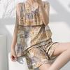 Anti-bumping Pajamas Women's Summer Vest Shorts Set Cotton and Silk Loungewear Can Be Worn Outside Loose Large Size Sweet and Cute