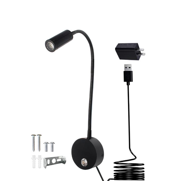 3W LED Gooseneck Wall Light with Touch Dimming for Bedside and Hotel Reading