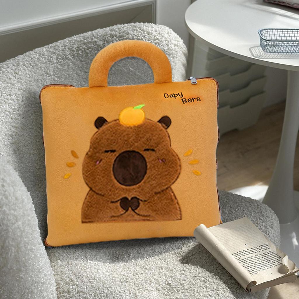 Travel Blanket And Pillow 2 In 1 Capybara Blanket For Airplane Travel Sleeping Mat Back Cushion Compact For Kids Adults Office