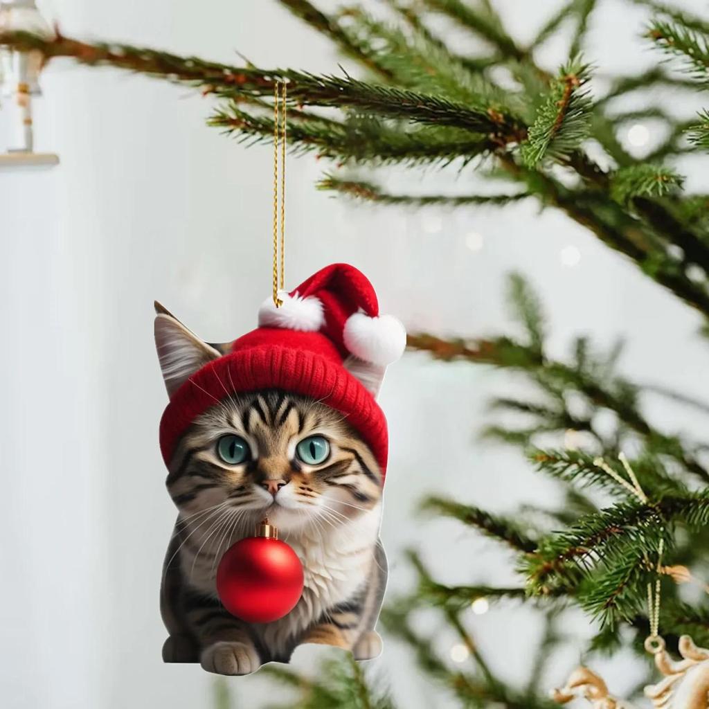 Cartoon süße Katze 2023 Weihnachtsschmuck hängende Dekoration Geschenk Weihnachten hängender Baum personalisierter Anhänger Partyzubehör