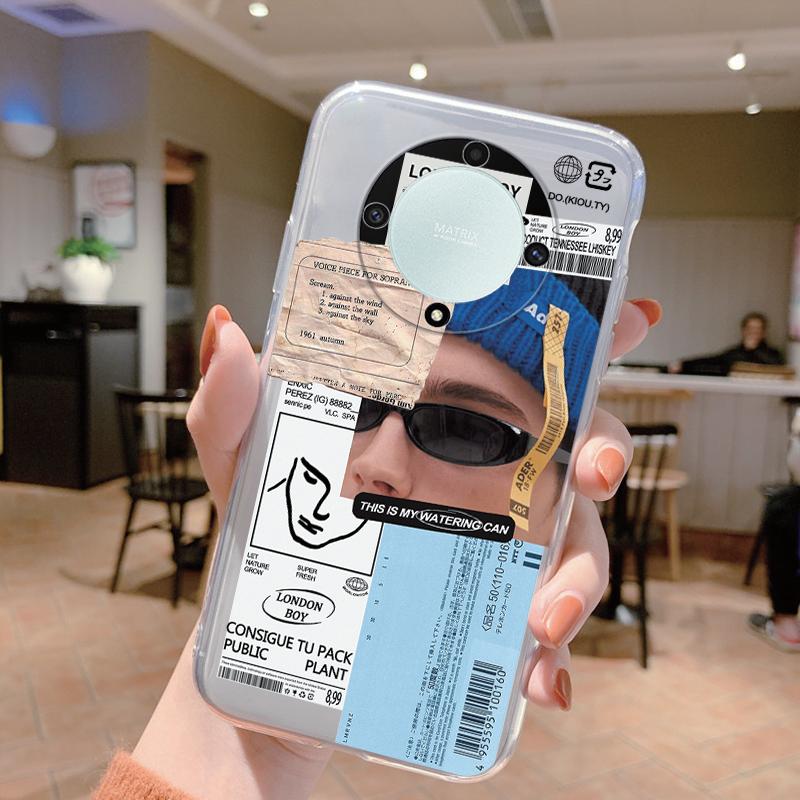 Clear Case For Honor Magic 5 Lite X9a Shockproof Cover Cartoon Cute Cat Soft Silicone Fundas For Honor X9c X9b Women Clear Bags