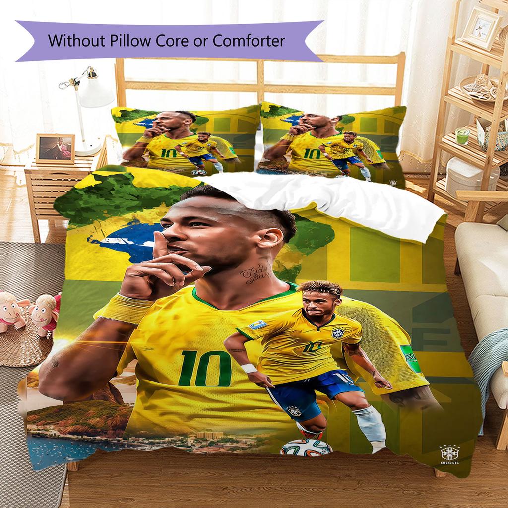 Neymar Pattern Bedding,Quilt Set Quilt Cover Pillowcase Home Birthday Gift(1 * duvet cover + 2 * pillowcase, without core)