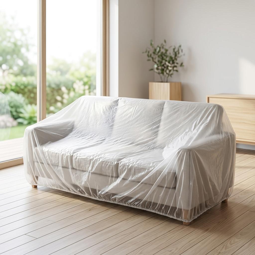 Disposable Dust Cover for Sofa, Bed and Furniture with Elastic Fit 4Seater Sofa
