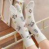 1 Paire Chaussettes Tabi Élégantes Mignonnes pour Femmes Style Japonais Motif Floral Chaussettes Harajuku Confortables Respirantes Chaussettes à Orteils Séparés