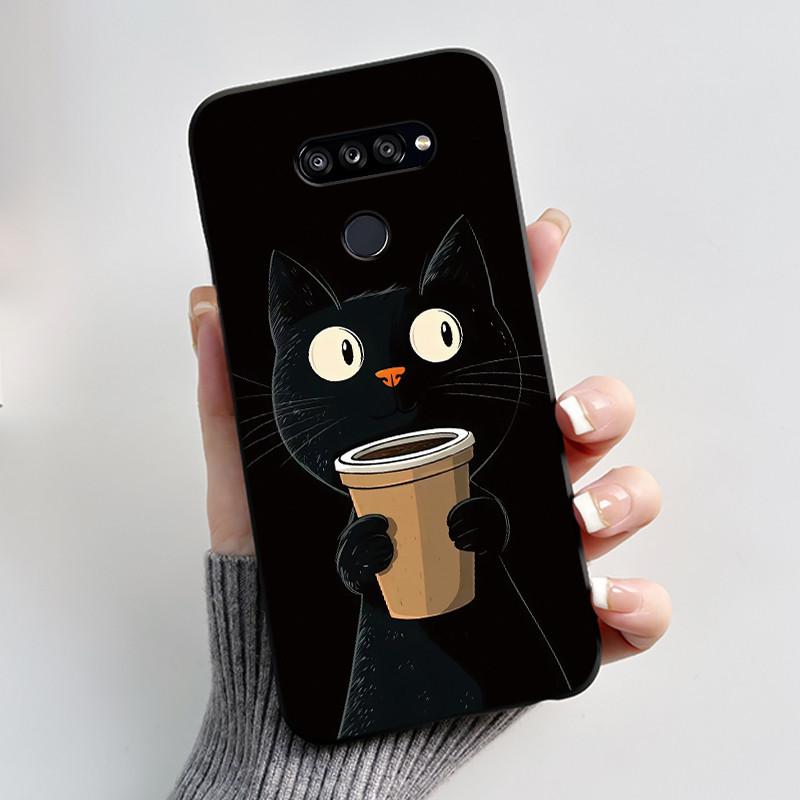 Soft Shockproof Phone Case For LG K50S Bumper Silicone Black Case New Design Viral Pattern Koi Shell Cute Colorful Cover