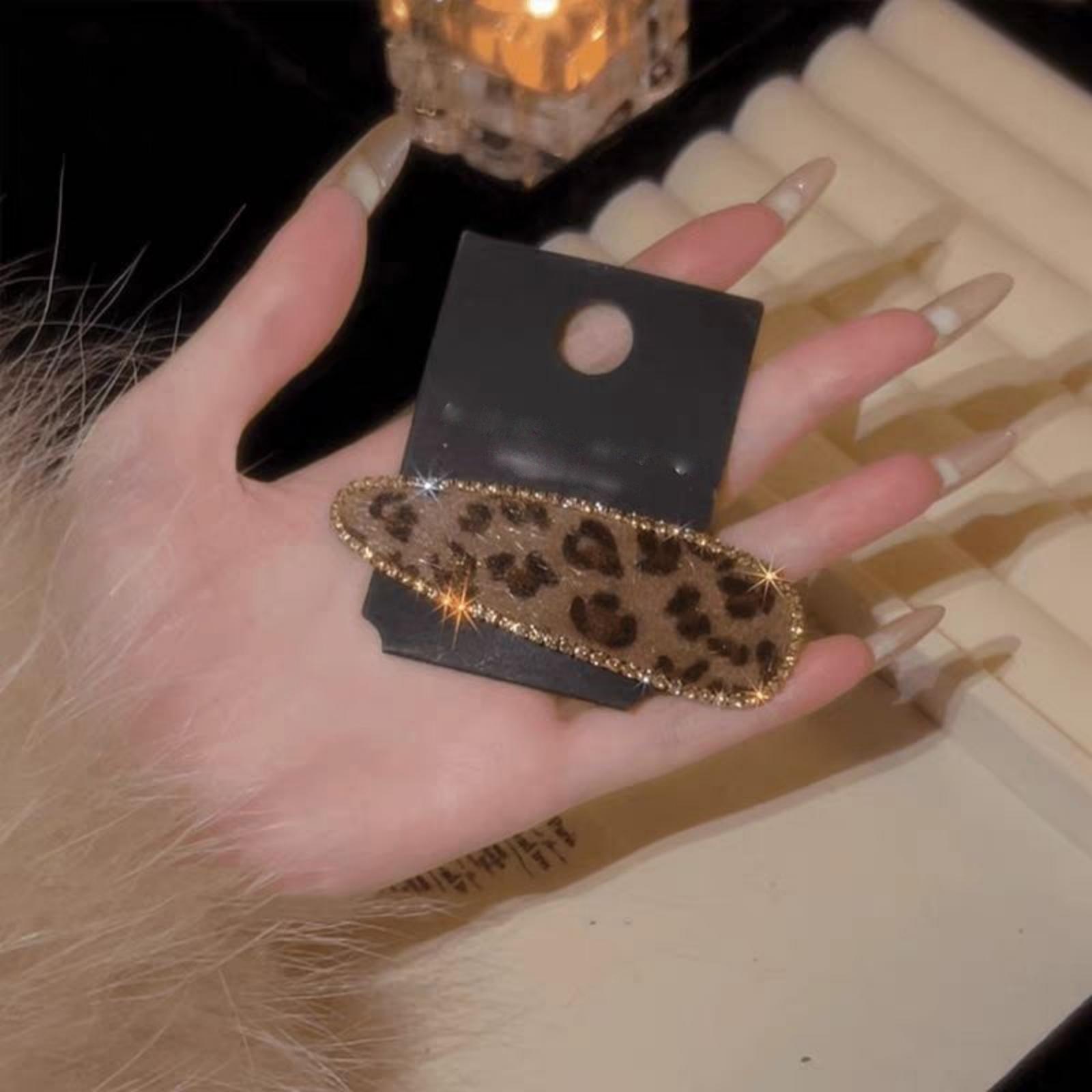 

Sparkly Rhinestone Hair Barrettes, Stylish Animal Print Hair Accessories Elegant Daily Updo 2 Pcs Leopard Print Hair Clip