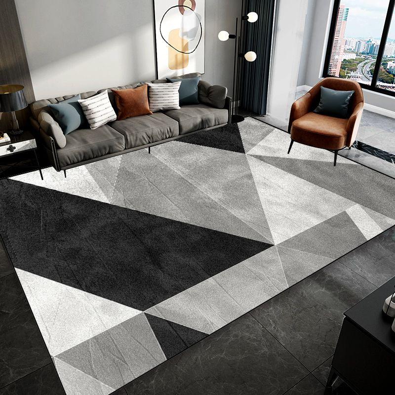 Nordic Black Grey Geometry Carpet for Living Room Home Sofa Area Non-slip Design Rugs Decoration Bedroom Bedside Soft Floor Mat