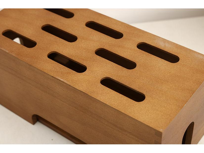 Wooden Cable Organizer Box - Under-Desk Power Strip & Charger Concealer