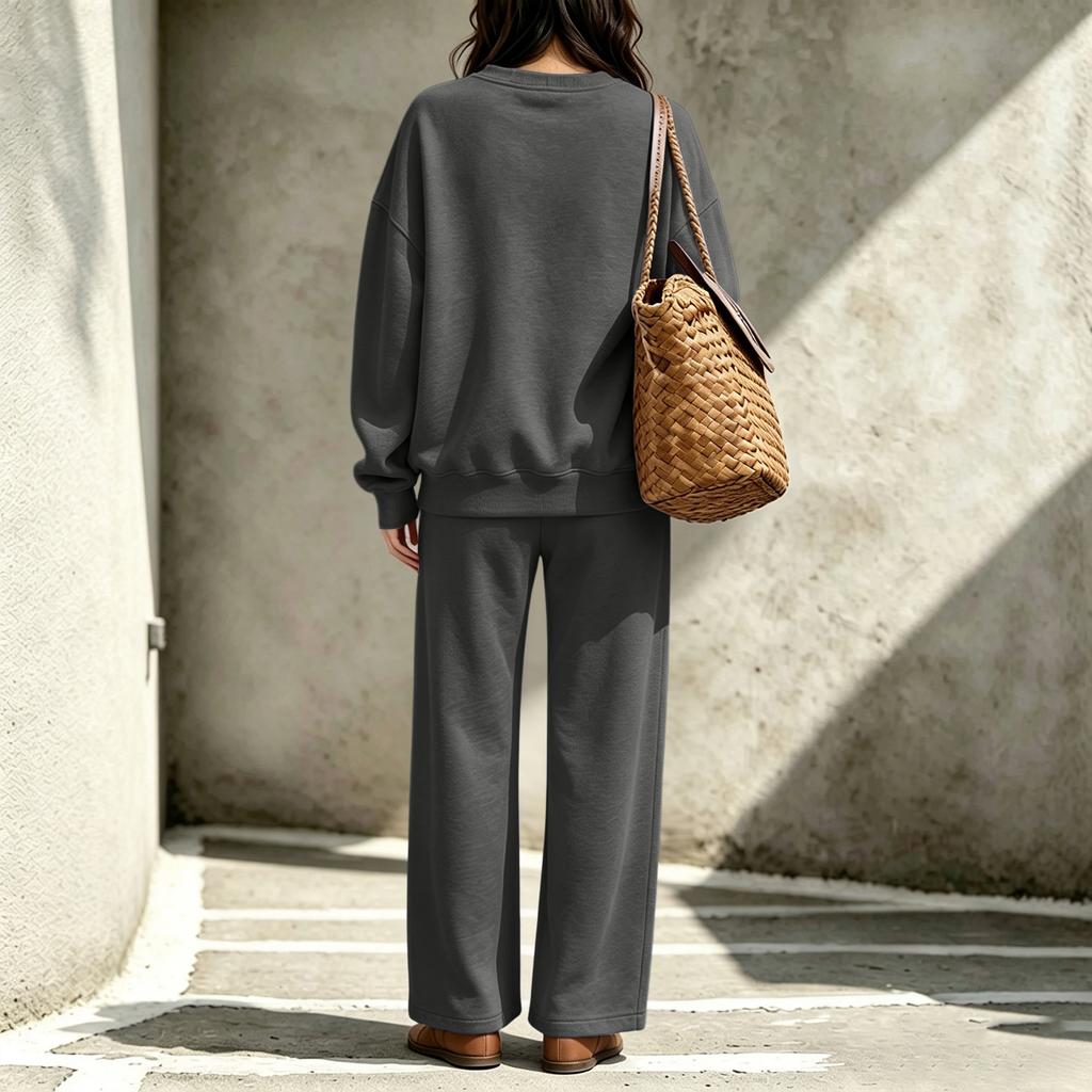 Women's Casual Neck Sweatshirt and Pants Set for Fall Winter Comfortable Outfit