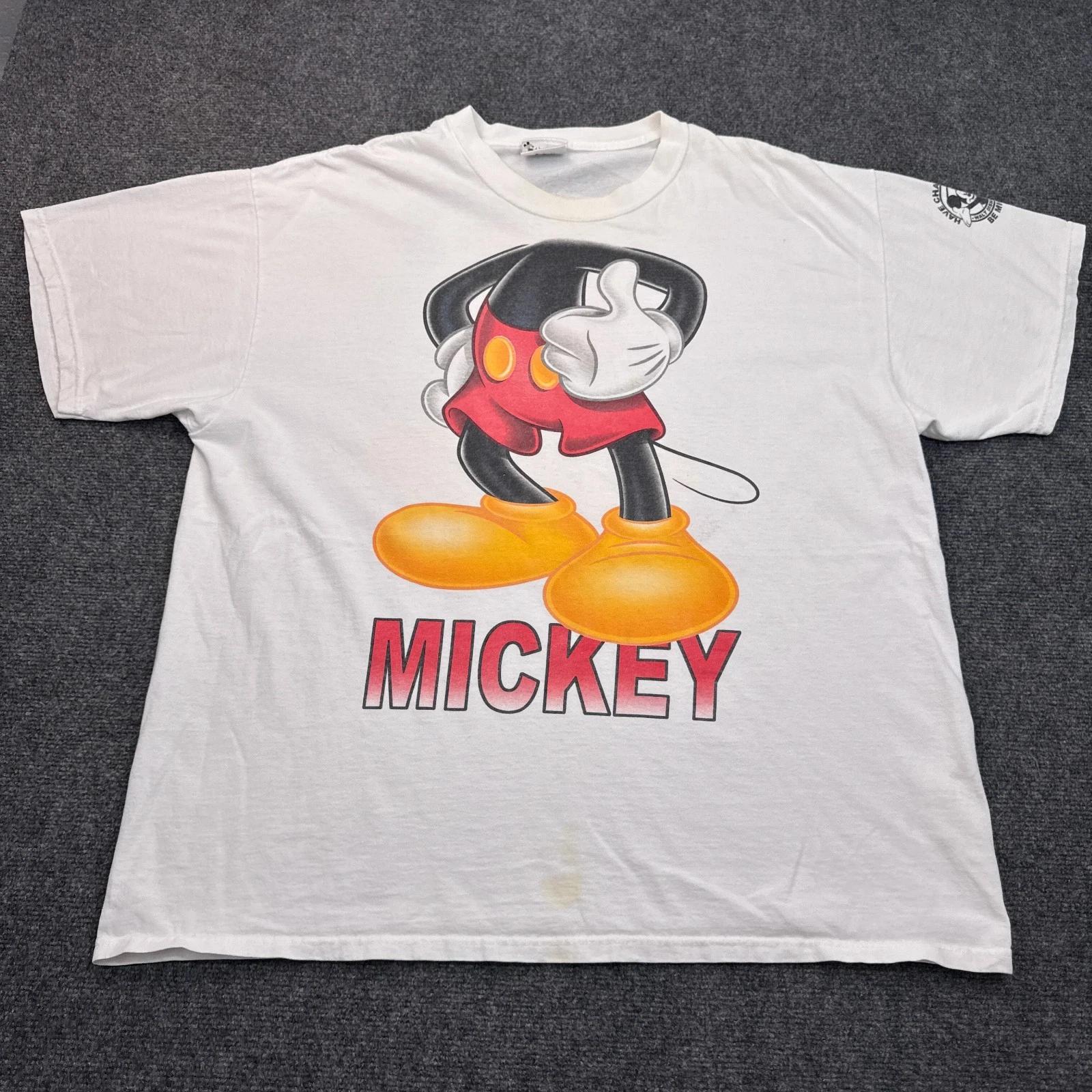 

Vintage 90s RARE Mickey Mouse T Shirt Double Sided Adult Size XL Character Tee M