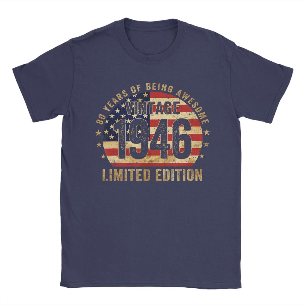 Vintage Made In 1946 American Flag 80th Birthday 80 Year Old TShirt Harajuku TShirts Tops Summer Cotton Plus Size 5XL Tees