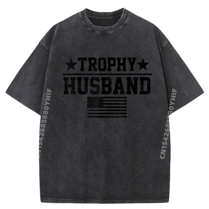 Trophy Husband American Flag Fathers Day Tee womens Fashion T Shirt Hot Sale Soft Washed Clothes Graphic Tees