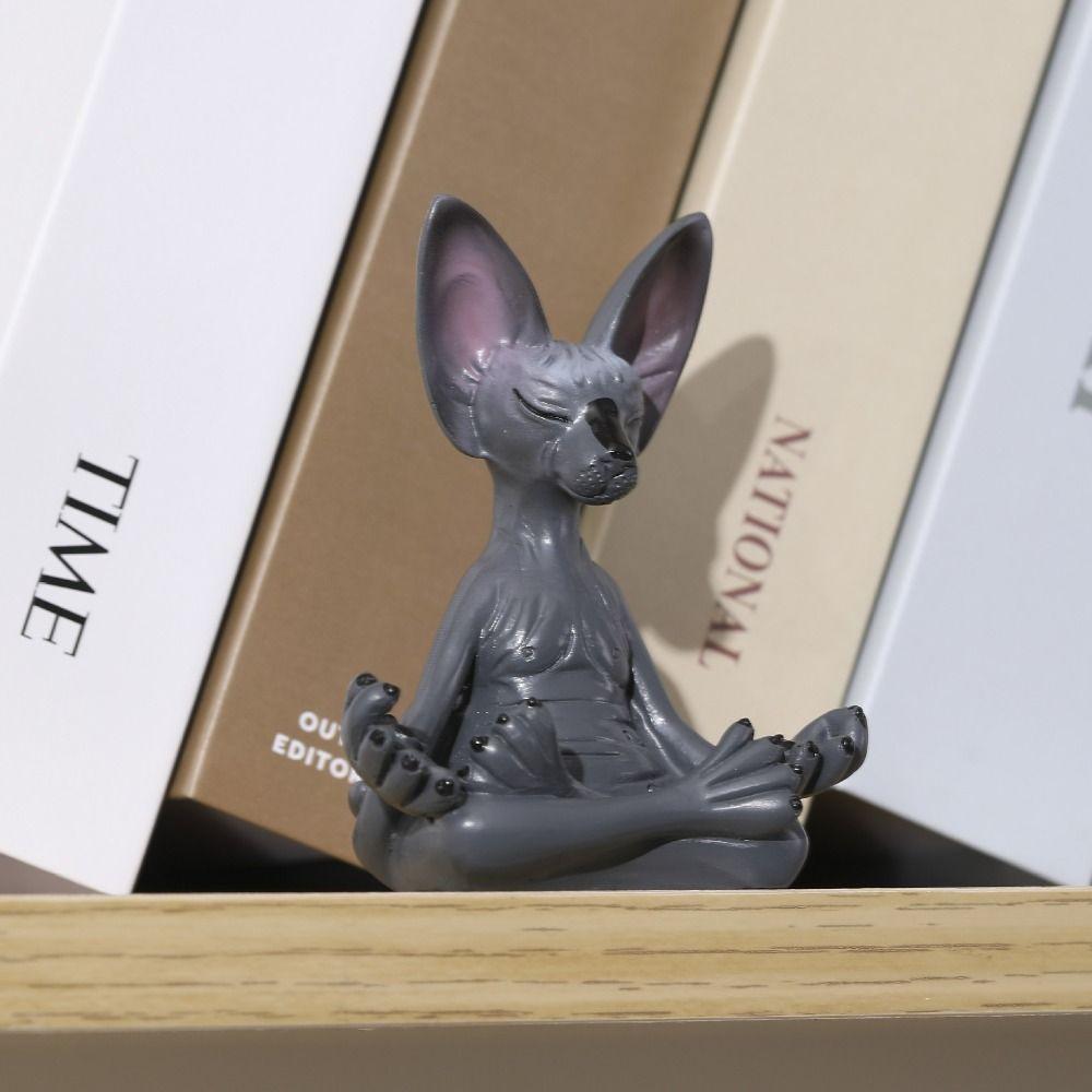 Sphinx Cat Simulation Hairless Cat Figurine Meditation Yoga Lucky Cat Decor  Christmas Gift
