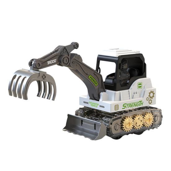 Press Gear Construction Vehicle Toy Realistic Kids Excavator Engineering Car Toy with Movable Digging Arm Toddlers Boys Educational Digger Truck