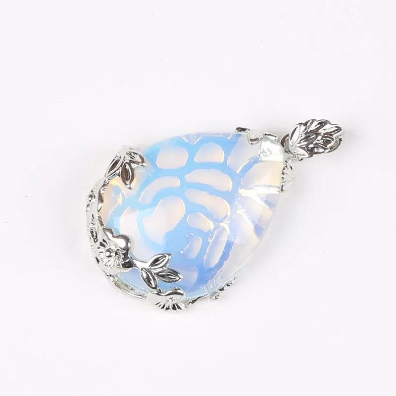 1pc New Sweater Chain Teardrop-shaped Natural Stone Rose Necklace Ladies Fresh Pendant Creative Paragraph
