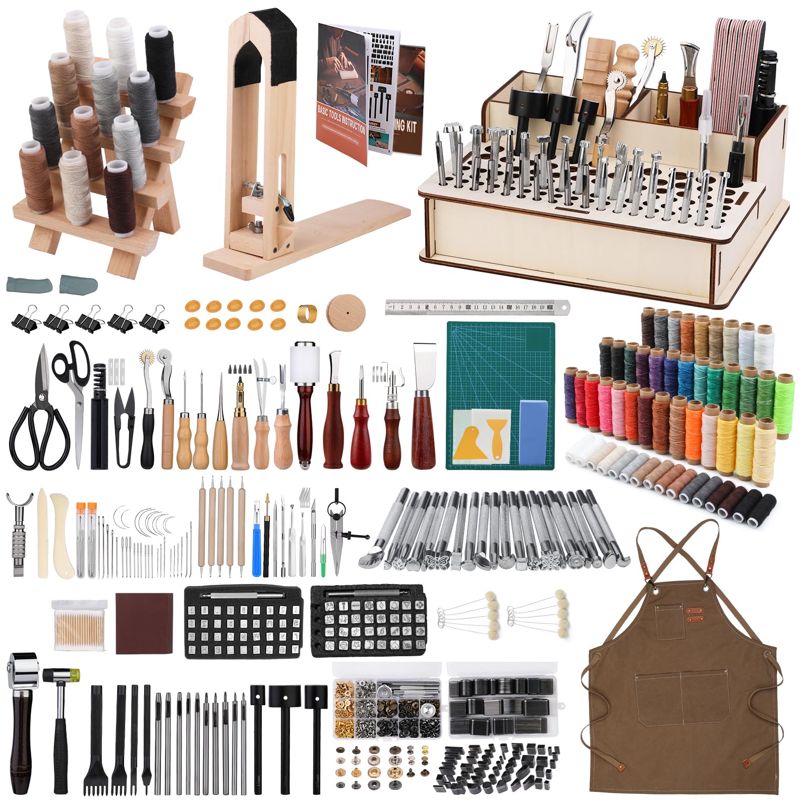 

RMTIME Набор инструментов для начинающих кожевников из 628 предметов, кожаные инструменты, набор кожаных инструментов для шитья, кожевничество и принадлежности для инструментов для начинающих, такие как пробойники для кожи