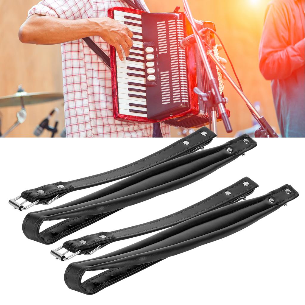 2Pcs Accordion Strap Shoulder Set Kit Adjuatbale PU Leather Accessory for 16‑120 Bass