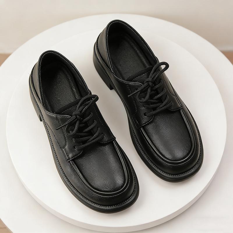 2026 Spring Autumn Women's Black Lace-Up Oxford Shoes Comfortable Daily Office & Casual Shoes