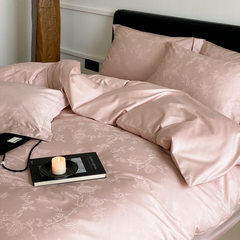 100 Long-Staple Cotton 4Pcs Set, High-End Jacquard Embroidery Bedding 4Pcs Set