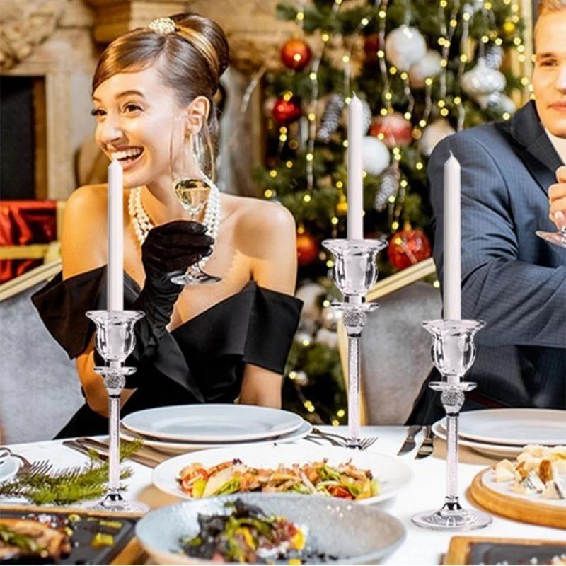 Creative Diamond Shaped Glass Candlestick Dining Table Romantic Decoration Wedding Candlestick Home Decoration Exquisite Gift