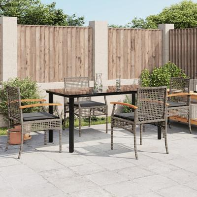 Vidaxl 5-Cz. Garden Furniture Set With Cushions, Grey, PE Rattan
