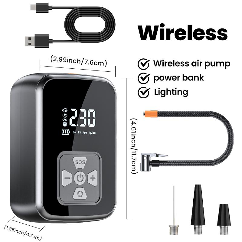 

Portable Car Air Pump Electric Tire Inflator Intelligent Digital Display Tire Inflator For Car Motorcycle Bicycle Air Compressor Battery Powered