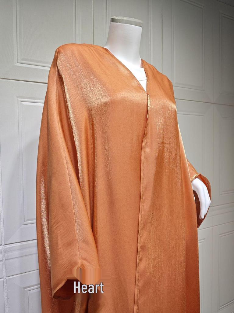 MQ137 Women's Solid Color Cardigan Robe Abaya - Middle Eastern Turkish Style